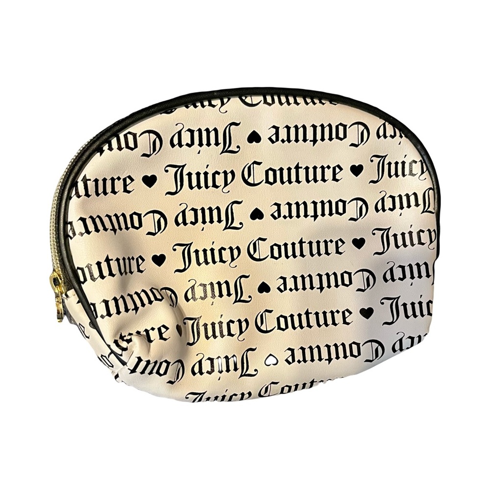 Juicy Couture Logo Print Cream Makeup Bag